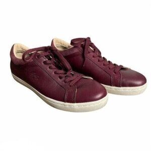 Lacoste Burgundy Woman's Sneakers Low Top Leather Sneakers Size 8